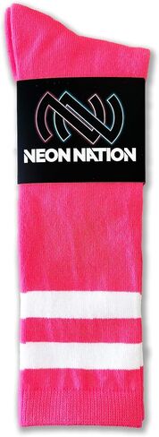 Unisex Child Kid Size Neon Bright Colored Knee High Sport Team Socks With Various Colored Stripes in Kuwait