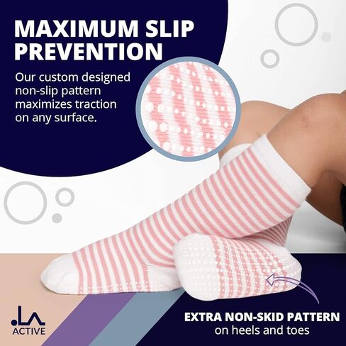 جوارب مدرسية ذات قبضة عالية للركبة للفتيات من LA ACTIVE - جوارب قطنية دافئة ومريحة للعودة إلى المدرسة - جورب فستان للأطفال الصغار والرضع in Saudi Arabia