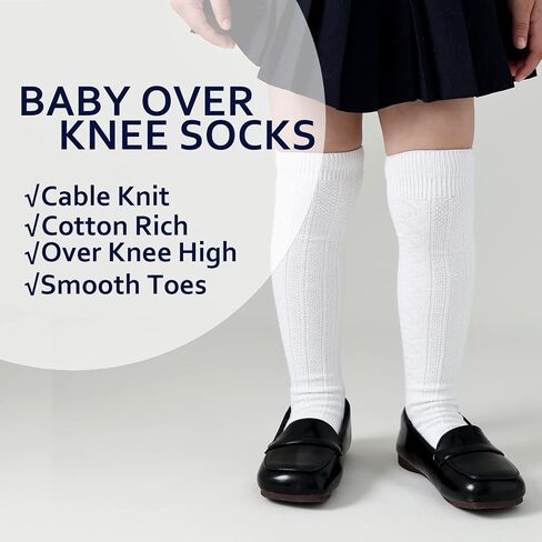 EPEIUS Baby Knee High Socks - Baby Girls Seamless Tube Ruffled Stockings Cotton Long Socks Over the Knee Sox 0-6 Years in Saudi Arabia
