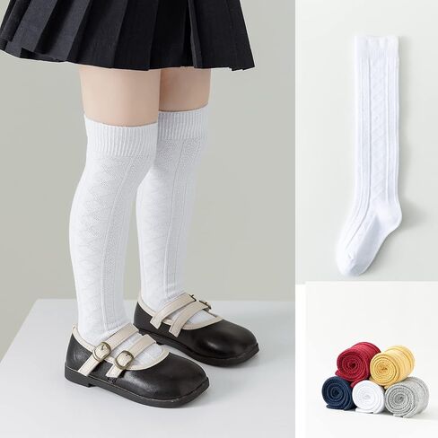 EPEIUS Baby Knee High Socks - Baby Girls Seamless Tube Ruffled Stockings Cotton Long Socks Over the Knee Sox 0-6 Years in Saudi Arabia