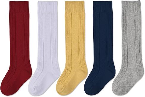 EPEIUS Baby Knee High Socks - Baby Girls Seamless Tube Ruffled Stockings Cotton Long Socks Over the Knee Sox 0-6 Years in Saudi Arabia
