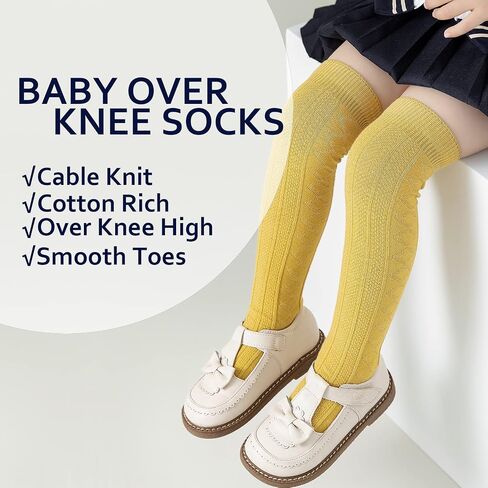 EPEIUS Baby Knee High Socks - Baby Girls Seamless Tube Ruffled Stockings Cotton Long Socks Over the Knee Sox 0-6 Years in Saudi Arabia