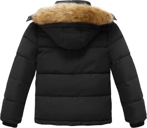 Wantdo Boys' Warm Winter Coat Fleece Puffer Jacket Water Resistant Outerwear Jackets with Hood in Kuwait
