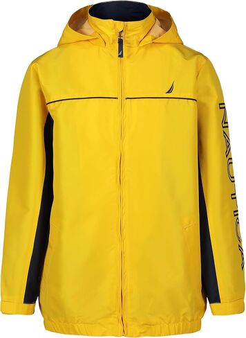 Nautica Boys' Lightweight Anchor Jacket with Stowable Hood, Golden Rod/Navy, 14-16 in Saudi Arabia