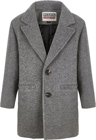 WULFUL Boys Wool Coat Single Breasted Trench Coat Winter Pea Coat in Kuwait