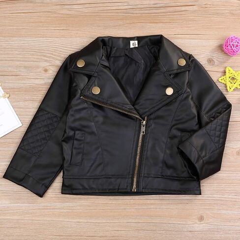 Noubeau Toddler Boys Girls Motorcycle Faux Leather Jackets Coat Winter Outwear for 1-5Y in Kuwait