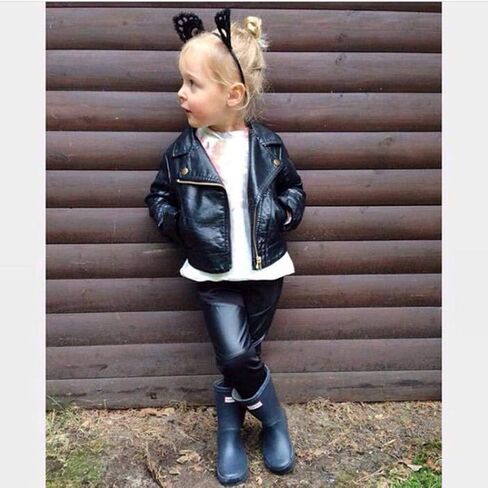 Noubeau Toddler Boys Girls Motorcycle Faux Leather Jackets Coat Winter Outwear for 1-5Y in Kuwait