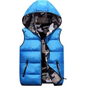 Happy Cherry Kids Winter Hooded Vest Padded Camouflage Reversible Waistcoat Sleevelss Jacket 3-12Y