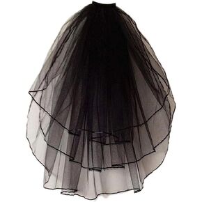 CENAST Women's Short Wedding Veils with Comb 3 Tier Halloween Tulle Bridal Veil