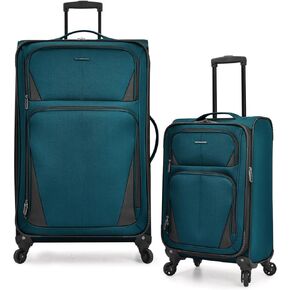 U.S. Traveler Aviron Bay Expandable Softside Spinner Wheels, Black, 2 Piece Luggage