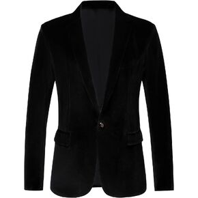 RONGKAI Mens Velvet Blazer Slim Fit Fashion Suit Jacket for Wedding Prom Dinner Party