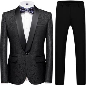 Mens Tuxedo Suit Slim Fit 2 Piece Formal Skinny Paisley Tuxedo Suit Set Shawl Lapel Tuxedo for Wedding Party Jacket in Saudi Arabia
