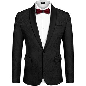 COOFANDY Men's Floral Tuxedo Jacket Paisley Shawl Lapel Stylish Suit Blazer Jacket for Wedding, Dinner, Party, Prom