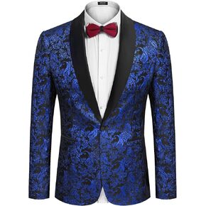 COOFANDY Men's Floral Tuxedo Jacket Jacquard Suit Jacket Slim Fit Blazer for Wedding, Prom, Dinner