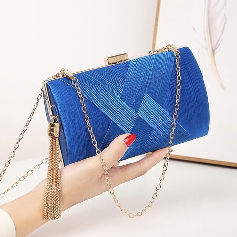 Women's Elegant Tassel Pendant Silk Evening Bag Clutch Purse for Bride Wedding Prom Night Out Party in Saudi Arabia