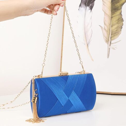 Women's Elegant Tassel Pendant Silk Evening Bag Clutch Purse for Bride Wedding Prom Night Out Party in Saudi Arabia