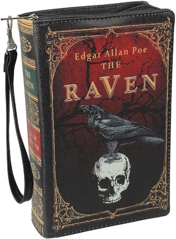 حقيبة يد من الفينيل الأسود The Raven Book حقيبة يد الجدة بمقبض محفظة كروسبودي إدغار ألين بو, متعدد الألوان, One Size in Kuwait