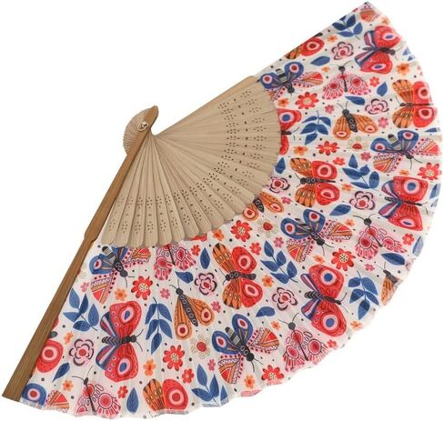 HeyToo Women Held Hand Folding Fan - Bamboo Printed Pattern Foldable Fan - Ideal for Decoration, Wedding, Themed Anniversary Party, Church, EDM, Festivals, Dancing and Gifts (Flamingo) in Saudi Arabia
