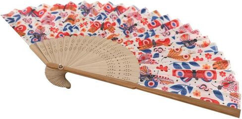 HeyToo Women Held Hand Folding Fan - Bamboo Printed Pattern Foldable Fan - Ideal for Decoration, Wedding, Themed Anniversary Party, Church, EDM, Festivals, Dancing and Gifts (Flamingo) in Saudi Arabia