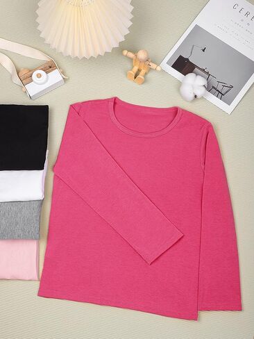 Cooraby 5 Pack Girls Long Sleeve Tees Girls' Soft T-Shirts Kids Basic Crewneck T-Shirts Top for Teen Youth Girls, 2T-16Y in Saudi Arabia