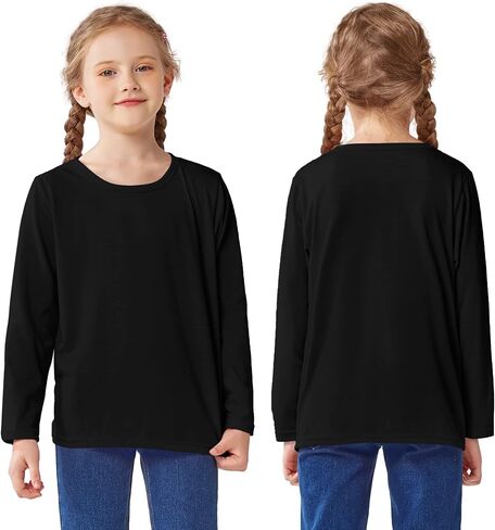Cooraby 5 Pack Girls Long Sleeve Tees Girls' Soft T-Shirts Kids Basic Crewneck T-Shirts Top for Teen Youth Girls, 2T-16Y in Saudi Arabia