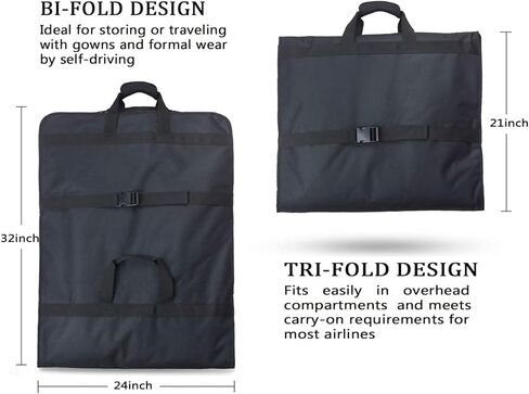 66'' Tri-fold Extra Long Dress Garment Bag, Premium & Breathable Tear-resistant Hanging Suit Cover for Travel and Storage in Kuwait
