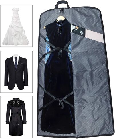 66'' Tri-fold Extra Long Dress Garment Bag, Premium & Breathable Tear-resistant Hanging Suit Cover for Travel and Storage in Kuwait