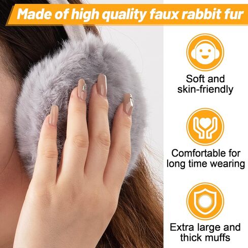 MADHOLLY 2 Pack Adjustable Faux Fur Earmuffs- Soft Warm Ear Muffs for Winter Women Men in Kuwait