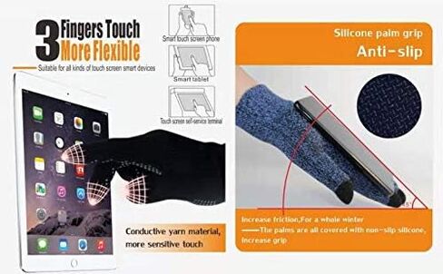 rifix 2-pairs Winter Knit Gloves, Touchscreen Warm Soft Elastic Thickened Cuff, Anti-Slip Silicone Gel Gloves for Women Men in Saudi Arabia