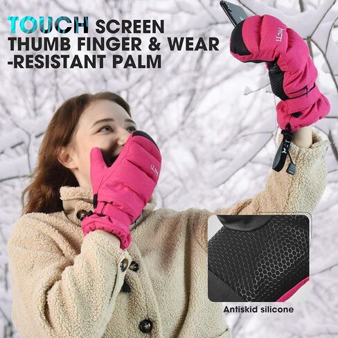 MCTi Ski Mittens Women's Snow Mitten Touch Screen قفازات مبطنة معزولة مقاومة للماء مع سحاب مخفي in Kuwait