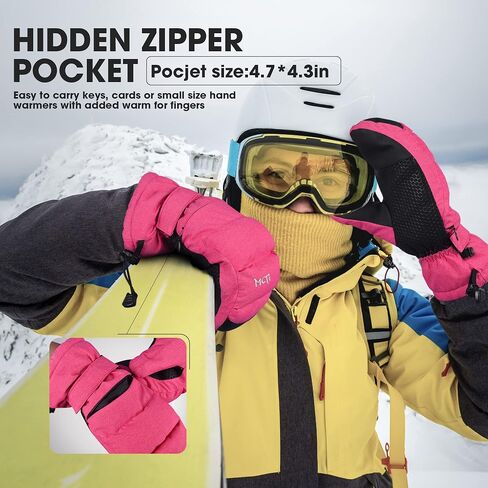 MCTi Ski Mittens Women's Snow Mitten Touch Screen قفازات مبطنة معزولة مقاومة للماء مع سحاب مخفي in Kuwait