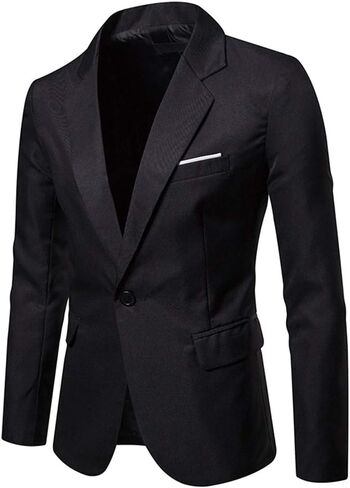 Cloudstyle Mens Casual Slim Fit Suit Jacket 1 Button Daily Blazer Business Sport Coat Tops in Kuwait