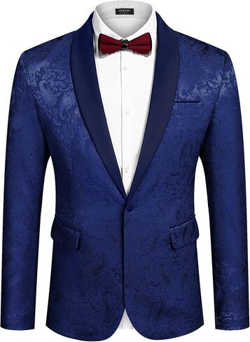 COOFANDY Men's Floral Tuxedo Jacket Paisley Shawl Lapel Stylish Suit Blazer Jacket for Wedding, Dinner, Party, Prom in Kuwait