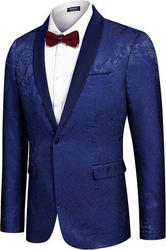 COOFANDY Men's Floral Tuxedo Jacket Paisley Shawl Lapel Stylish Suit Blazer Jacket for Wedding, Dinner, Party, Prom in Kuwait