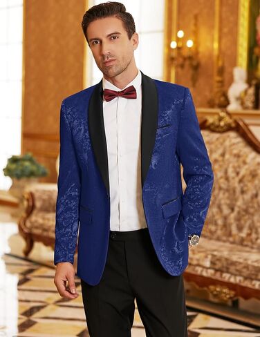 COOFANDY Men's Floral Tuxedo Jacket Paisley Shawl Lapel Stylish Suit Blazer Jacket for Wedding, Dinner, Party, Prom in Kuwait