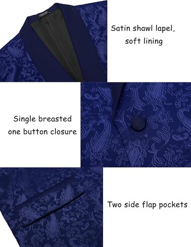 COOFANDY Men's Floral Tuxedo Jacket Paisley Shawl Lapel Stylish Suit Blazer Jacket for Wedding, Dinner, Party, Prom in Kuwait