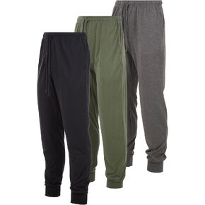DARESAY Men's Lounge Pants- Soft Cotton Jersey Knit Lounge Bottoms, Mens Pajama Pants With 2 Deep Side Pockets, 3-Pack