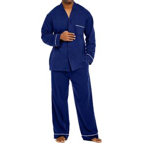 طقم بيجامة رجالي من الجيرسي القطني الناعم من Alexander Del Rossa، قميص طويل الأكمام وسروال مع جيوب in Kuwait