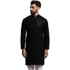 Sojanya (Since 1958, Men's Pure Cotton Sequence Long Kurta