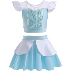 REXREII Girls Princess Swimsuits Two-Piece Tankini Set Beach Surf Birthday Swimming Party Bathing Suits Fancy Swimwear in Saudi Arabia