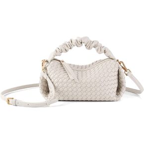 Woven Handbag for Women, Woven Crossbody Bags for Women, Designer Ladies Hobo Bag Bucket Purse Faux Leather