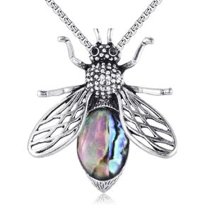 VIJASHOP Gemstone Bee Necklace Stainless Steel Bee Pendant Necklace Insect Bee Jewelry Gifts for Women Girls