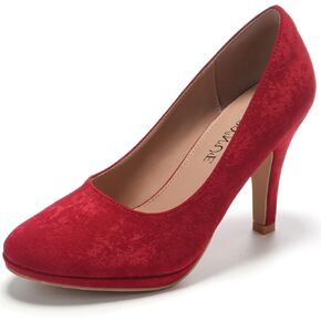 EBYNUE Women's Round Toe Platform High Pumps Sexy Suede Closed Heel Dress Office Wedding Shoes