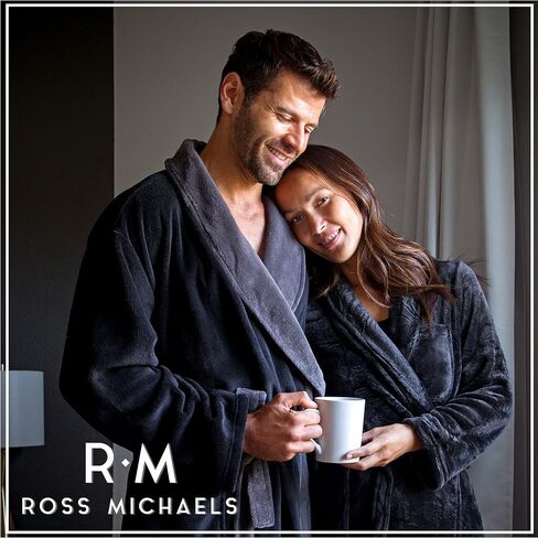رداء Ross Michaels الرجالي من القطيفة الكبير والطويل - رداء حمام سبا طويل من الصوف مع جيوب - هدية رداء الحمام للرجال والمراهقين in Kuwait