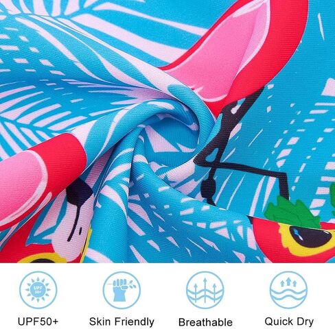 طقم ملابس سباحة للفتيات من Funnycokid بأكمام طويلة مكون من قطعتين مع عامل حماية من الأشعة فوق البنفسجية 50+ للأشعة فوق البنفسجية 2-10 سنوات in Kuwait