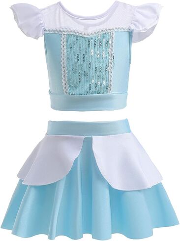 REXREII Girls Princess Swimsuits Two-Piece Tankini Set Beach Surf Birthday Swimming Party Bathing Suits Fancy Swimwear in Kuwait