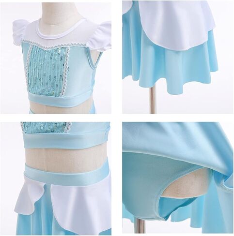 REXREII Girls Princess Swimsuits Two-Piece Tankini Set Beach Surf Birthday Swimming Party Bathing Suits Fancy Swimwear in Kuwait