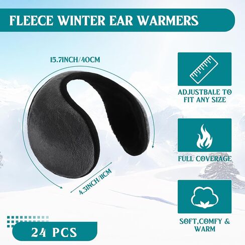 Liitrsh 24 Pcs Fleece Ear Warmers Classic Multicolor Winter Earmuffs Wrap Outdoor Windproof Winter Ear Muffs Ear Covers for Winter Men Women Unisex, 8 Colors in Saudi Arabia