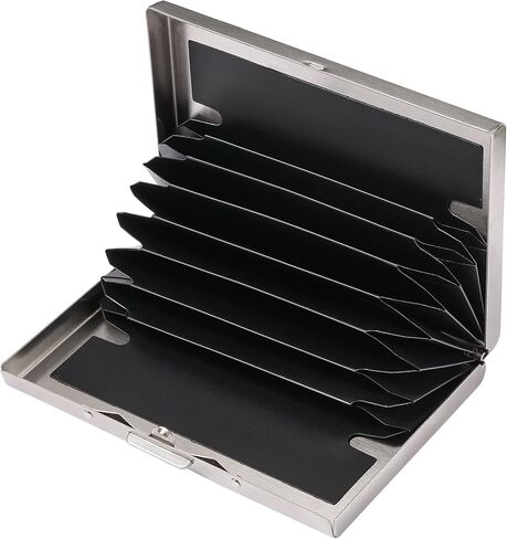 RFID Blocking Credit Card Holder Slim Metal Credit Card Wallets Stainless Steel Card Case Portable Business Card organizer for Women or Men (Black),MCC-0716 in Kuwait