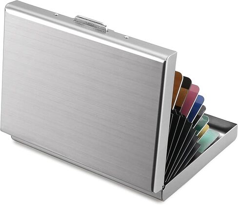RFID Blocking Credit Card Holder Slim Metal Credit Card Wallets Stainless Steel Card Case Portable Business Card organizer for Women or Men (Black),MCC-0716 in Kuwait